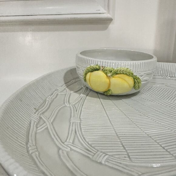 Vintage Georges Briard woven lemon motif Chip And Dip bowl signed